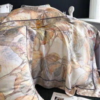 Thumbnail for Beauty Tropical Leaves Nature Soft Duvet Cover Set, 1000TC Eucalyptus Lyocell Fabric Bedding Set