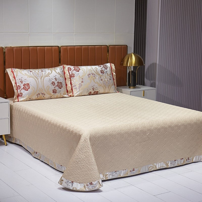 European Luxury Red Gold Cotton 1000TC Embroidered Satin Jacquard Duvet Cover Bedding Set