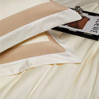 Thumbnail for Luxury Creamy Gold Hotel Grade Long Striped Duvet Cover, Egyptian Cotton 1000TC Bedding Set