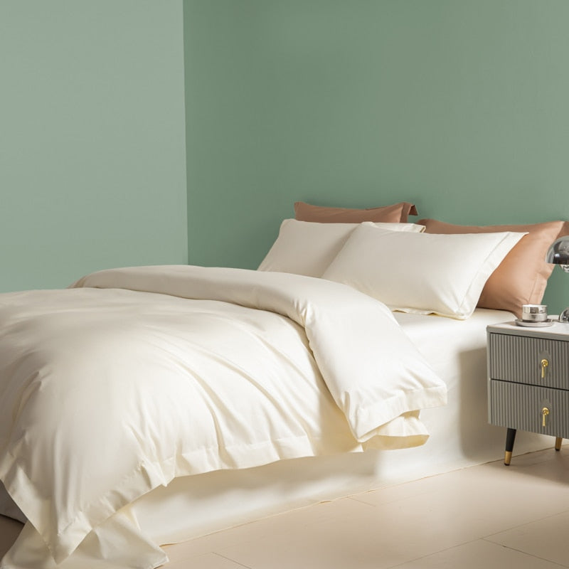 Luxury Europe Beige Color Egyptian Cotton 100TC Hotel Grade Duvet Cover Bedding Set