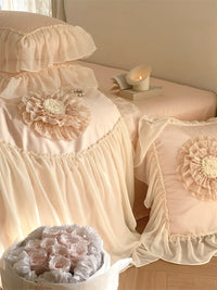 Thumbnail for Romance Big Flower Wedding Embroidery Duvet Cover, Egyptian Cotton 1200TC Bedding Set