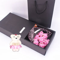 Thumbnail for Pink Red Rose Soap Handmade Bouquet Little Bear Gift Box Birthday Party Artificial Flora