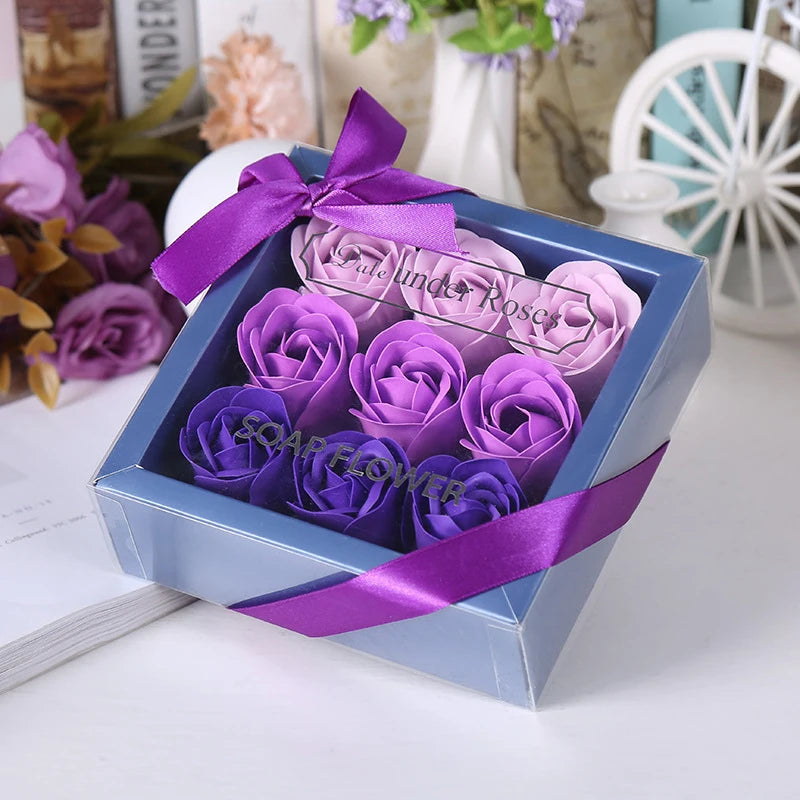 Purple Rose Valentine's Day Gift Box With Hand Gift Decoration Artificial Flora