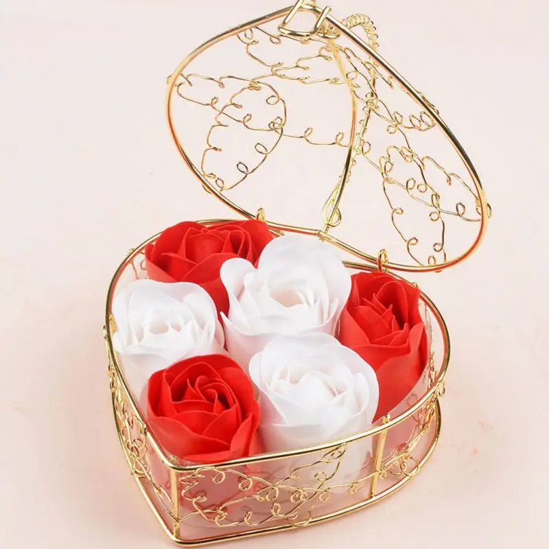 White Red Rose Soap Flower Heart Decoration Valentine's Day Gift Wedding Artificial Flora