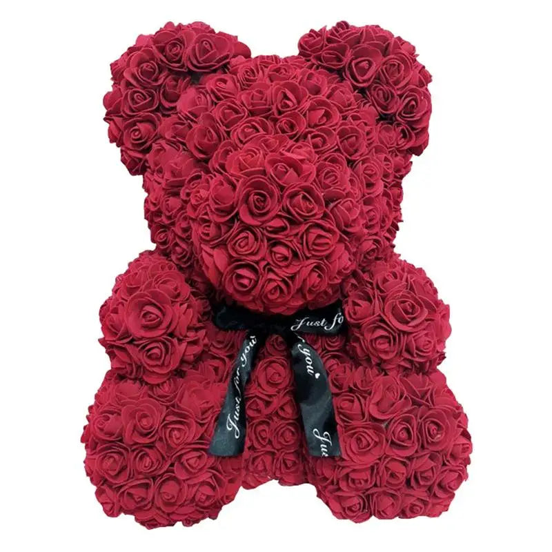 Cute Bear Rose Flowers for Anniversary Christmas Valentine's Day Gift Wedding Artificial Flora