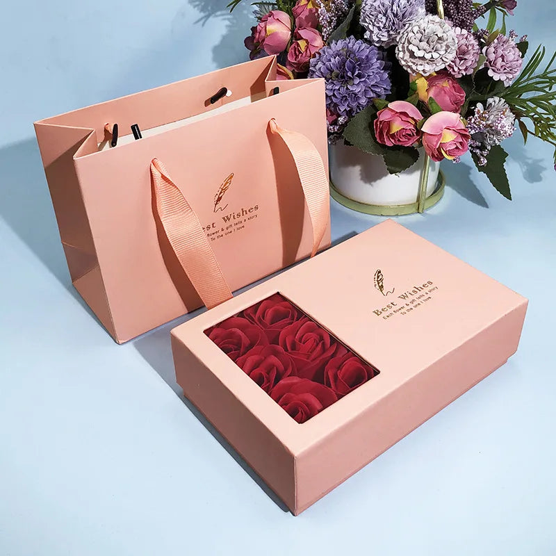 Romantic Rose Flower Jewelry Gift Box Birthday Souvenir Artificial Flora