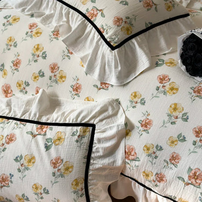 2024 New French Vintage Flowers European 100% Cotton Duvet Cover Bedding Set
