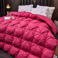Thumbnail for Luxury Red Pink Filling Goose Down Comforter Handwork, W1511 Cotton 100%, Twin/Full/Queen/King