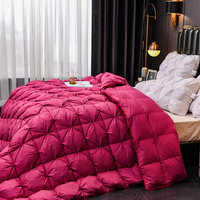 Thumbnail for Luxury Red Pink Filling Goose Down Comforter Handwork, W1511 Cotton 100%, Twin/Full/Queen/King