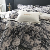 Thumbnail for Premium Grey White Marble Pattern Duvet Cover Set, 600TC Brushed Cotton Bedding Set