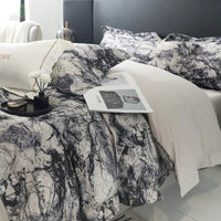 Thumbnail for Premium Grey White Marble Pattern Duvet Cover Set, 600TC Brushed Cotton Bedding Set