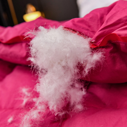 Luxury Red Pink Filling Goose Down Comforter Handwork, W1511 Cotton 100%, Twin/Full/Queen/King