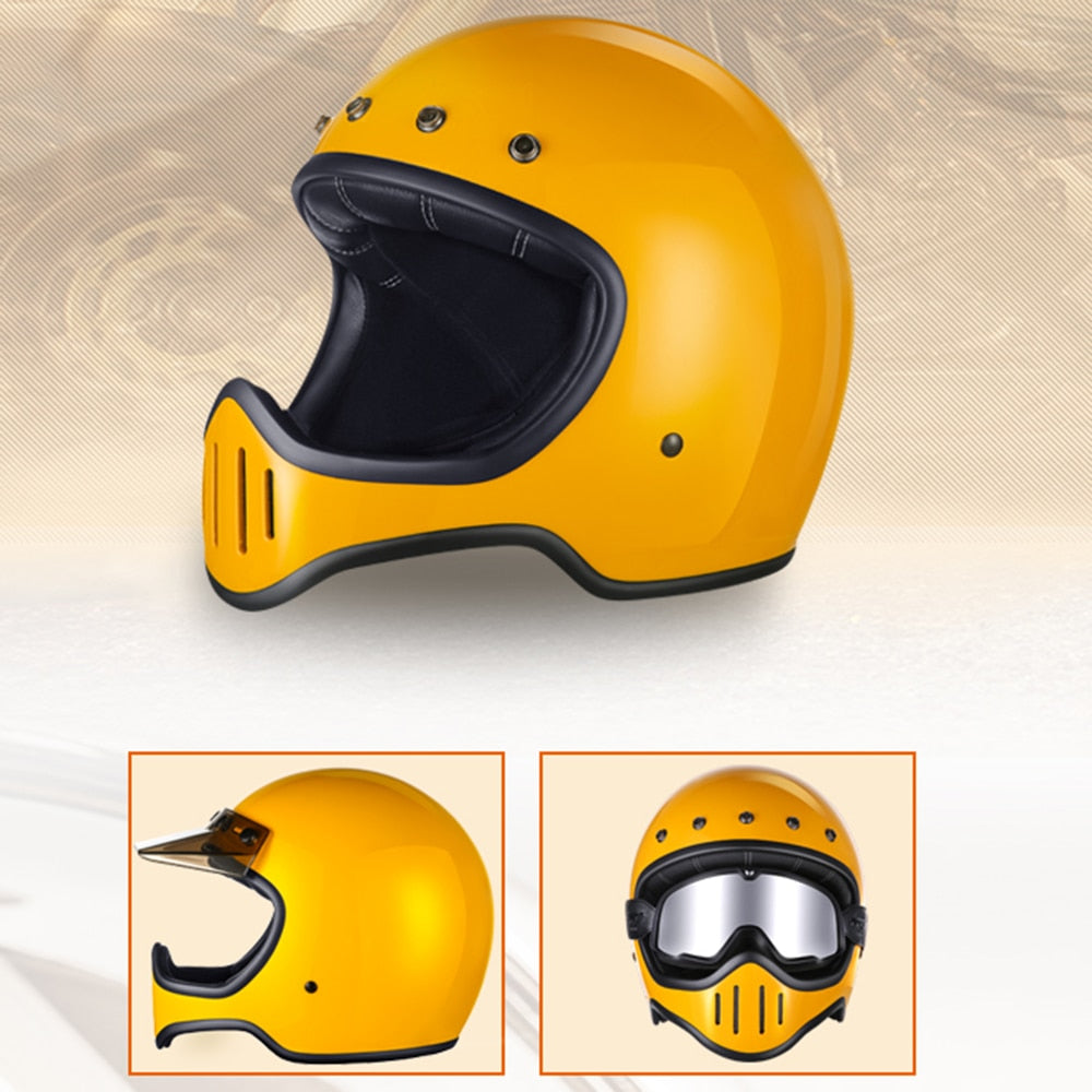Motorcycle Helmets Fiberglass Full Face High Quality Grade Vintage