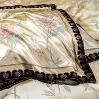 Thumbnail for Vintage Rose American European Silk Embroidered Duvet Cover Set, 800TC Egyptian Cotton Bedding Set