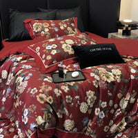 Thumbnail for American Vintage Red Flowers Egyptian Cotton Digital Printing Soft Silky Bedding Set