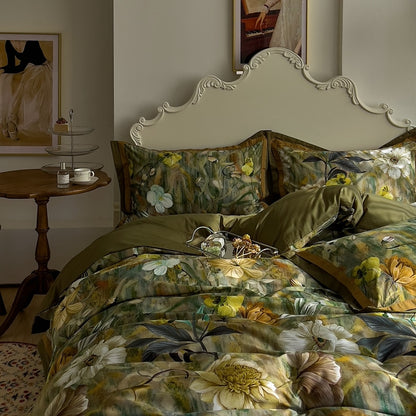 Luxury American Vintage Flower Print Duvet Cover Set, Egyptian Cotton 1000TC Bedding Set