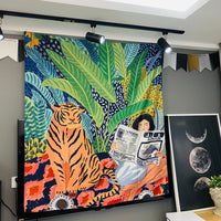 Thumbnail for Animal Tiger and Girl Nordic Hanging Tapestry