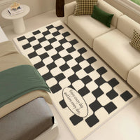 Thumbnail for Black White Checkered Soft Rug Carpet for Luxury Living Room Decoration