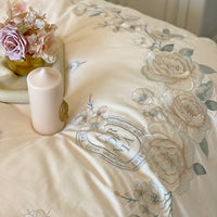 Thumbnail for Premium Flower Autumn Europe French Romantic Ruffle Duvet Cover, 100% Cotton Brushed Bedding Set