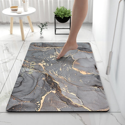 Grey Black Marble Style Bathroom Rugs Soft Floor Mat Absorbent Decor