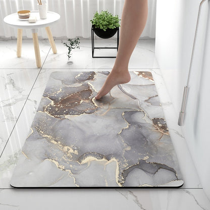Grey Black Marble Style Bathroom Rugs Soft Floor Mat Absorbent Decor