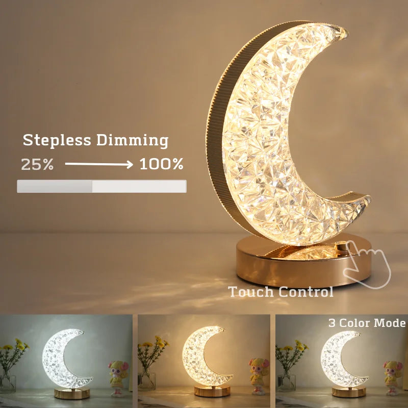 Chic Moonlight Crystal Touch Dimming Girls Lighting Room Home Decor