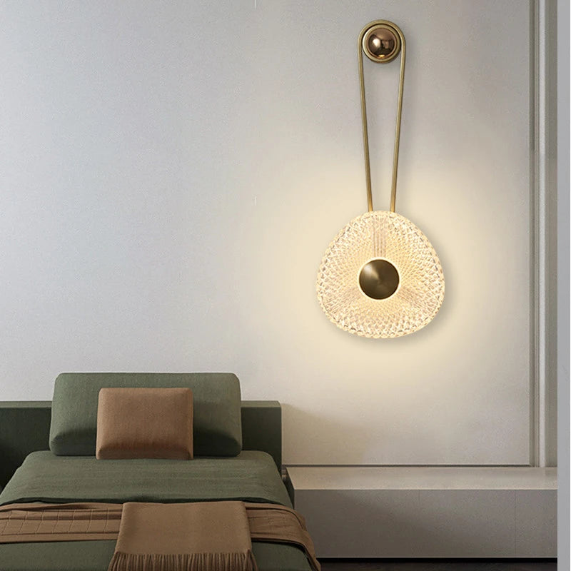 Gold Black Acrylic Minimal Wall lamp, Lighting Luxury Sofa Living room