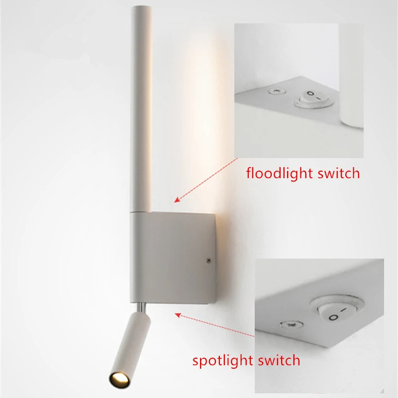 Nordic Black White Wall Lamp Lighting Bedside 330 degree rotation adjustable