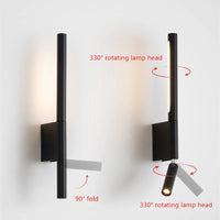 Thumbnail for Nordic Black White Wall Lamp Lighting Bedside 330 degree rotation adjustable
