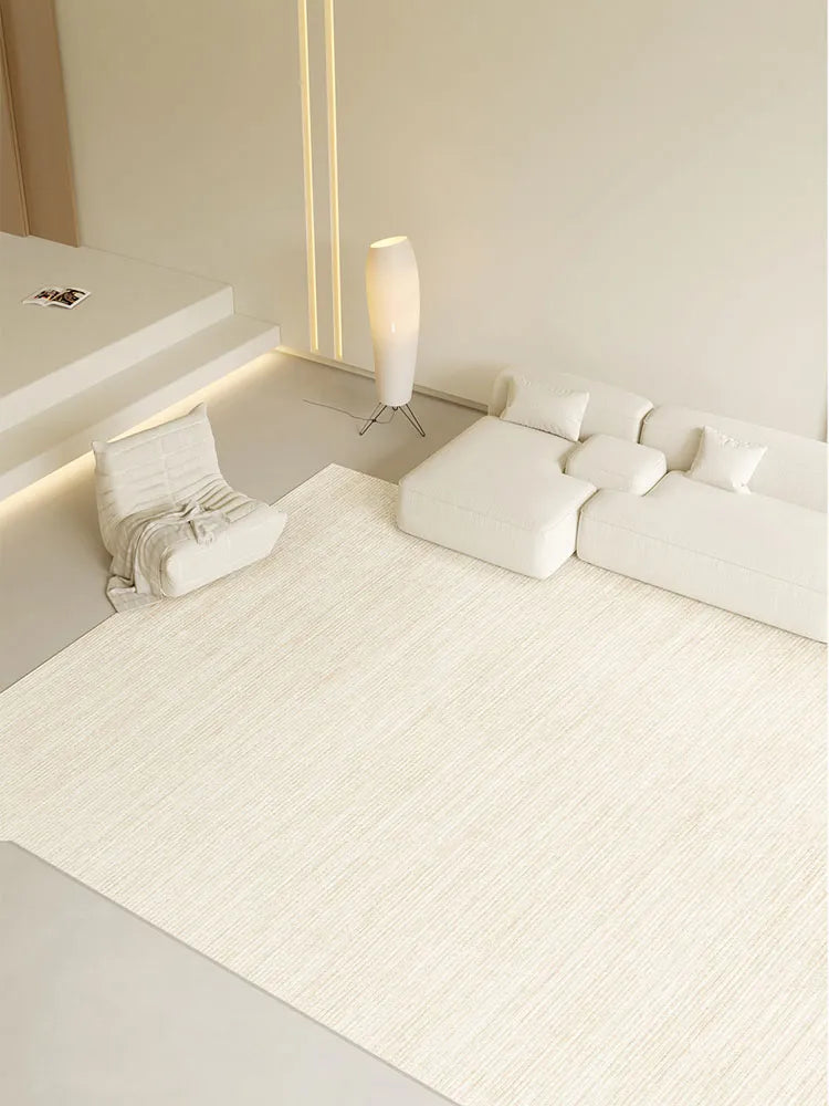 Beige Clean Minimal Striped Rug Carpet Large Area Bedroom Balcony