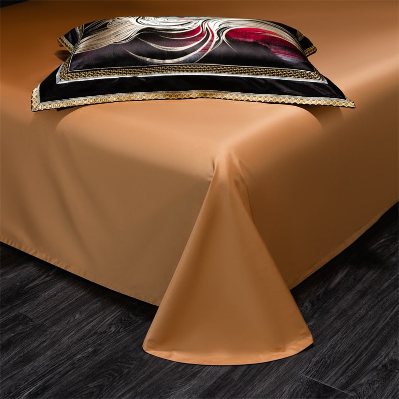 Black Gold European Jacquard Egyptian Cotton 1200TC Duvet Cover, Luxury Embroidery Bedding Set