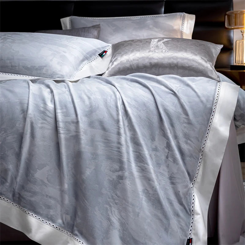 Luxury Gray Silky Soft Modern Hotel Grade Duvet cover, Natural Lyocell Cotton Bedding Set