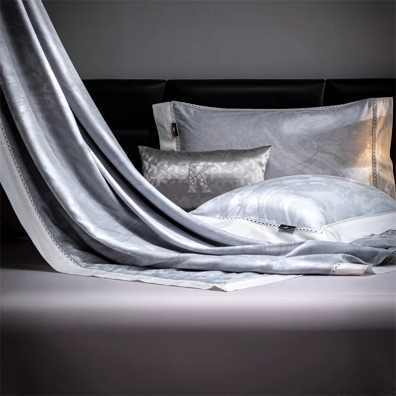 Luxury Gray Silky Soft Modern Hotel Grade Duvet cover, Natural Lyocell Cotton Bedding Set