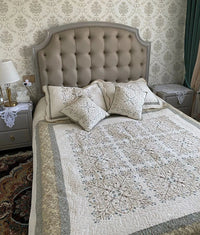 Thumbnail for Beige Country Embroidered Washed Cotton Quilt Bedspread on Bedding Set