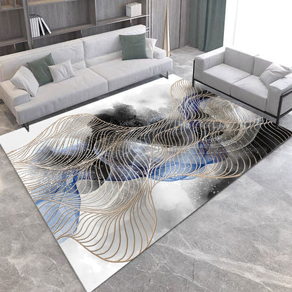 Gold Grey Striped Carpets Large Rugs Non-slip for Living Room