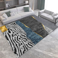 Thumbnail for Gold Grey Striped Carpets Large Rugs Non-slip for Living Room