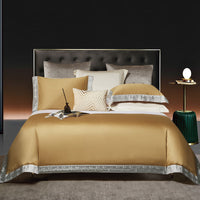 Thumbnail for Champagne Gold Premium Chic Embroidered Duvet Cover Set, Egyptian Cotton 1000TC Bedding Set