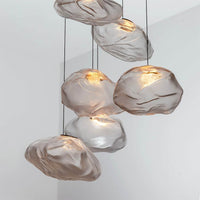 Thumbnail for Premium Clear Smoky Cloud Grey Blown Glass Chandelier Lighting Hanging Lamp Decorative