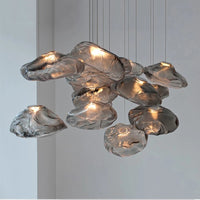 Thumbnail for Premium Clear Smoky Cloud Grey Blown Glass Chandelier Lighting Hanging Lamp Decorative
