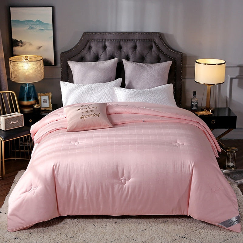 White Grey Pink Quilted Duvet Insert Breathable Goose Down