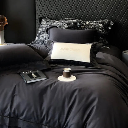 Deep Grey Premium European Hotel Grade Duvet Cover Set, 1000TC Cotton Brushed Bedding Set