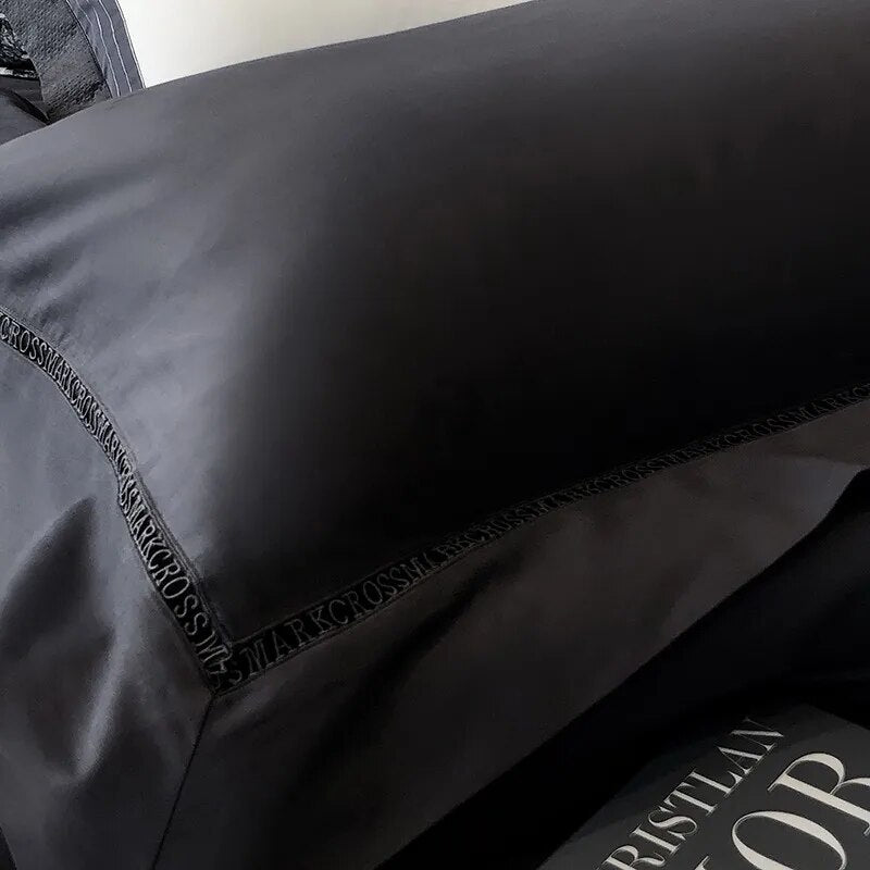 Deep Grey Premium European Hotel Grade Duvet Cover Set, 1000TC Cotton Brushed Bedding Set