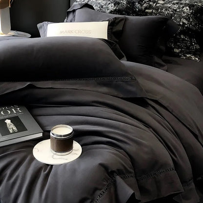 Deep Grey Premium European Hotel Grade Duvet Cover Set, 1000TC Cotton Brushed Bedding Set