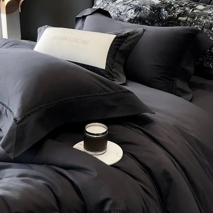 Deep Grey Premium European Hotel Grade Duvet Cover Set, 1000TC Cotton Brushed Bedding Set