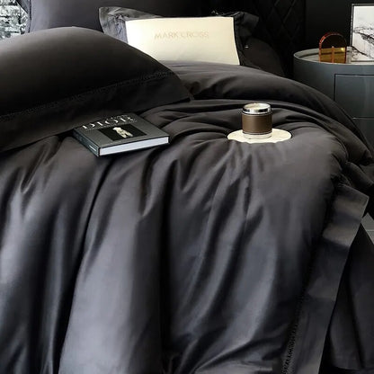 Deep Grey Premium European Hotel Grade Duvet Cover Set, 1000TC Cotton Brushed Bedding Set