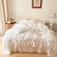 Thumbnail for Classic European White Pink Princess Washed Cotton Child Duvet Cover Bedding Set