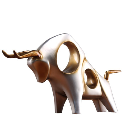 Golden Silver Bull Craft Sculptures and Statues Decor living room