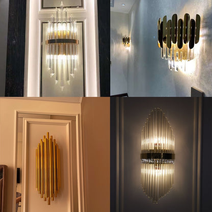 Vintage Gold Crystal Wall Lamp Indoor Wall Lighting for Bedroom Living Room Decoration