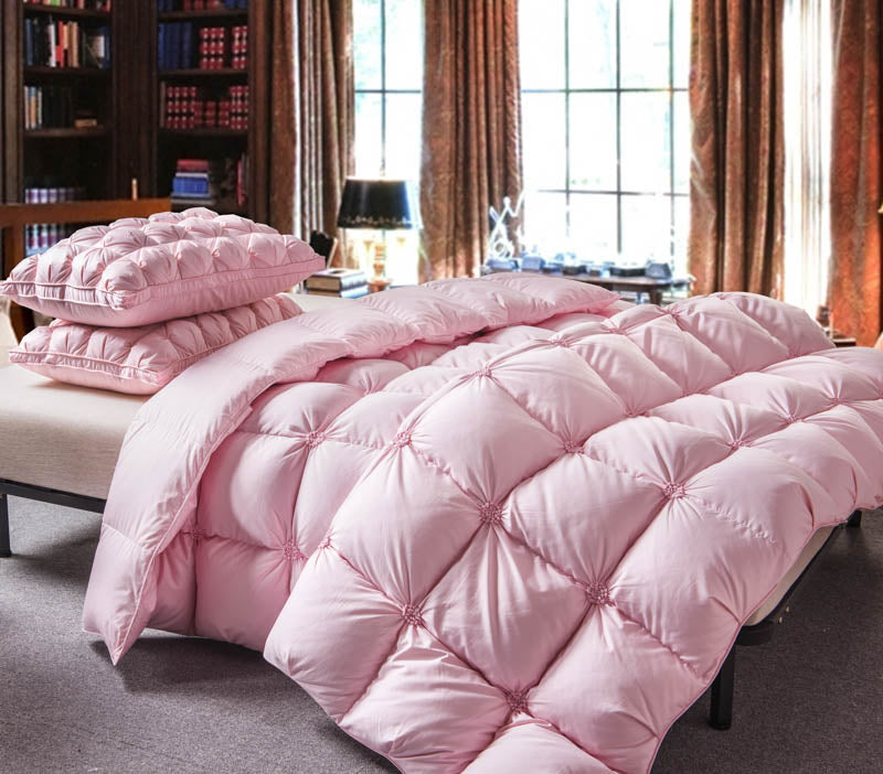 Pastel Pink Elegant Filling Goose Down Comforter , W1504 Cotton 100%, Full/Queen/King