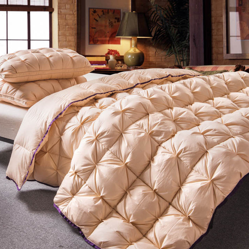 Luxury Rim Purple Filling Goose Down Comforter Handwork, W1512 Cotton 100%, Twin/Full/Queen/King